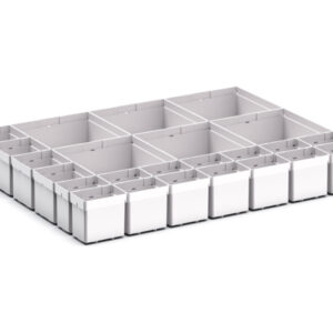 Cubio Plastic Box Divider Kit 24 Compartment for Cabinet - WxDxH: 650X525X100+ mm Plastic Ral 7035 _SKU-43020758