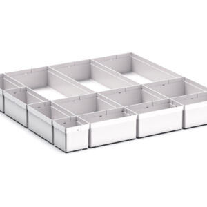 Cubio Plastic Box Divider Kit 13 Compartment for Cabinet - WxDxH: 650X650X100+ mm Plastic Ral 7035 _SKU-43020759