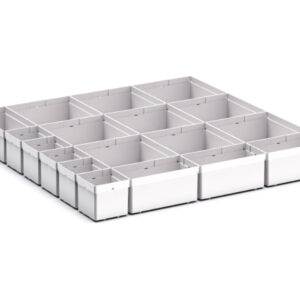 Cubio Plastic Box Divider Kit 18 Compartment for Cabinet - WxDxH: 650X650X100+ mm Plastic Ral 7035 _SKU-43020760