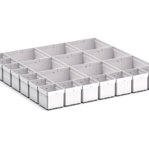 Cubio Plastic Box Divider Kit 22 Compartment for Cabinet - WxDxH: 650X650X100+ mm Plastic Ral 7035 _SKU-43020761