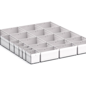 Cubio Plastic Box Divider Kit 22 Compartment for Cabinet - WxDxH: 650X750X100+ mm Plastic Ral 7035 _SKU-43020763