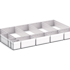 Cubio Plastic Box Divider Kit 12 Compartment for Cabinet - WxDxH: 800X525X100+ mm Plastic Ral 7035 _SKU-43020765