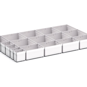 Cubio Plastic Box Divider Kit 17 Compartment for Cabinet - WxDxH: 800X525X100+ mm Plastic Ral 7035 _SKU-43020766