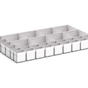 Cubio Plastic Box Divider Kit 30 Compartment for Cabinet - WxDxH: 800X525X100+ mm Plastic Ral 7035 _SKU-43020767