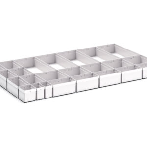 Cubio Plastic Box Divider Kit 24 Compartment for Cabinet - WxDxH: 1050X650X100+ mm Plastic Ral 7035 _SKU-43020774