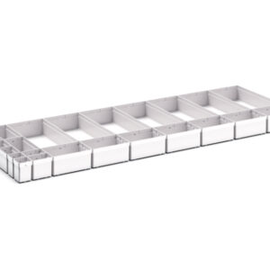 Cubio Plastic Box Divider Kit 24 Compartment for Cabinet - WxDxH: 1300X525X100+ mm Plastic Ral 7035 _SKU-43020780