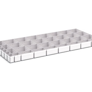 Cubio Plastic Box Divider Kit 39 Compartment for Cabinet - WxDxH: 1300X650X100+ mm Plastic Ral 7035 _SKU-43020784