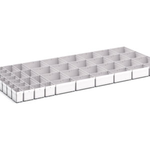 Cubio Plastic Box Divider Kit 46 Compartment for Cabinet - WxDxH: 1300X650X100+ mm Plastic Ral 7035 _SKU-43020785