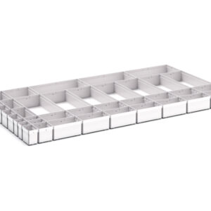 Cubio Plastic Box Divider Kit 40 Compartment for Cabinet - WxDxH: 1300X750X100+ mm Plastic Ral 7035 _SKU-43020786