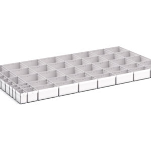 Cubio Plastic Box Divider Kit 50 Compartment for Cabinet - WxDxH: 1300X750X100+ mm Plastic Ral 7035 _SKU-43020787