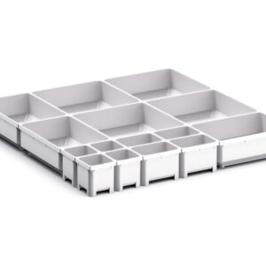 Bott Drawer Dividers - Cubio Plastic Box Divider Kit 15 Compartment for Cabinet - WxDxH: 525X525X75mm Plastic Ral 7035 _SKU-43020792
