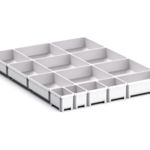 Bott Drawer Organiser - Cubio Plastic Box Divider Kit 14 Compartment for Cabinet - WxDxH: 525X650X75mm Plastic Ral 7035 _SKU-43020794