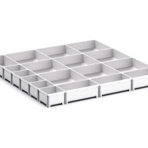 Cubio Plastic Box Divider Kit 18 Compartment for Cabinet - WxDxH: 650X650X75mm Plastic Ral 7035 _SKU-43020798