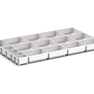 Cubio Plastic Box Divider Kit 17 Compartment for Cabinet - WxDxH: 800X525X75mm Plastic Ral 7035 _SKU-43020802