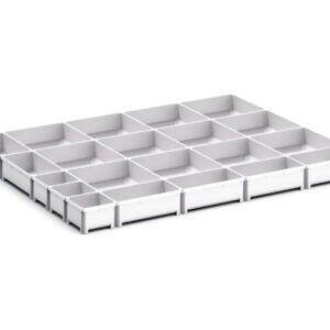 Cubio Plastic Box Divider Kit 21 Compartment for Cabinet - WxDxH: 800X650X75mm Plastic Ral 7035 _SKU-43020804