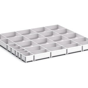 Cubio Plastic Box Divider Kit 27 Compartment for Cabinet - WxDxH: 800X750X75mm Plastic Ral 7035 _SKU-43020806