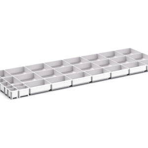 Cubio Plastic Box Divider Kit 31 Compartment for Cabinet - WxDxH: 1300X525X75mm Plastic Ral 7035 _SKU-43020812