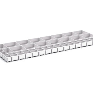 Cubio Plastic Box Divider Kit 52 Compartment for Cabinet - WxDxH: 1300X525X100+ mm Plastic Ral 7035 _SKU-43020813