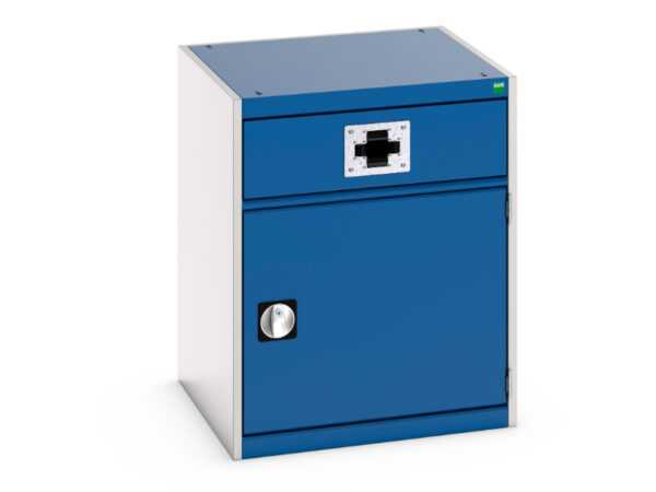 Industrial Heavy Duty Cupboard Built In Hose Reel - Cubio Cupboard with Perfo Door, Single Reel. WxDxH: 650X650X800mm Ral 7035/5010 _SKU-45001071.11V