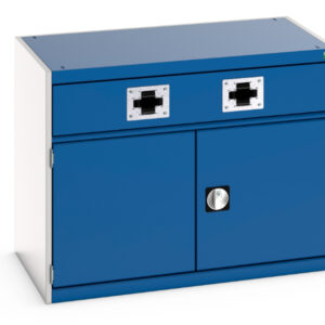 Double Air Hose Reel Cabinet - Cubio Cupboard with Perfo Doors, Double Reel. WxDxH: 1050X650X800mm Ral 7035/5010 _SKU-45001073.11V