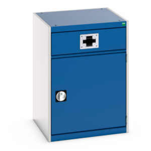 Workshop Metal Cabinet with Air Hose Reel - Cubio Cupboard with Perfo Door, Single Reel. WxDxH: 650X650X900mm Ral 7035/5010 _SKU-45001075.11V