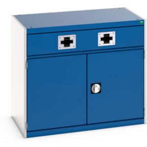 Cubio Cupboard with Double Reel - Cubio Cupboard with Perfo Doors, Double Reel. WxDxH: 1050X650X900mm Ral 7035/5010 _SKU-45001077.11V