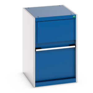 Workshop Cupboard with Waste Bin - Cubio Cupboard with Removable Aluminium Waste Bin. WxDxH: 525X650X800mm Ral 7035/5010 _SKU-45001078.11V