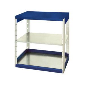 Workshop Wall Shelving - Cubio Shelving Bay with 2 Shelves. WxDxH: 800X650X1000mm Ral 7035/5010 _SKU-46001005.11V