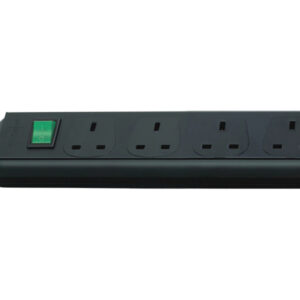 Socket Strip U. K 4 Sockets And Switch. WxDxH: 320X50X45mm Black _SKU-51001128