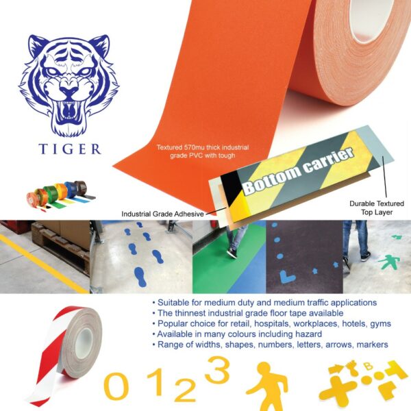 Invictus Tiger Floor Marking Adhesive Tape - Toughest, most durable thin profile Line Marking Tape available  SKU-F2176 - Image 2